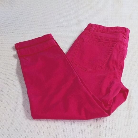 Jones New York Jean Pink Slimming Feature Cuffed Zip Jean Sz 4 Capris w Pockets - Picture 4 of 9